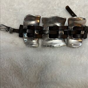 UNO de 50 Womens Bown Leather & Silver Bracelet